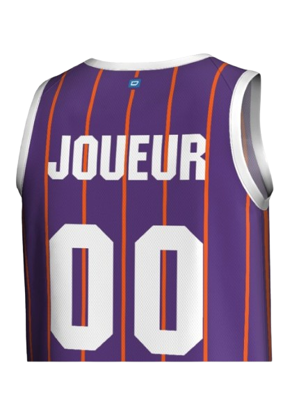 Maillot domicile du Montpellier Basketball zoomé vu de dos sur le côté