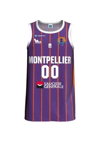 Maillot domicile du Montpellier Basketball vu de face