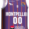 Maillot domicile du Montpellier Basketball zoomé vu de côté