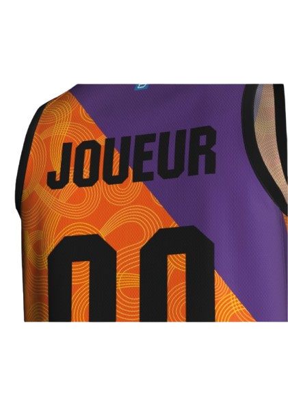 Maillot extérieur du Montpellier Basketball zoomé vu de côté