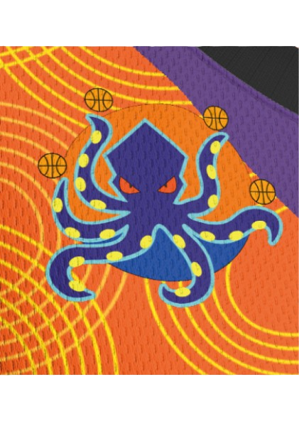 Maillot extérieur femme du Montpellier Basketball zoomé sur le logo du club
