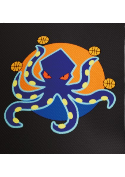 Zoom sur le logo du Montpellier Basketball sur le hoodie noir