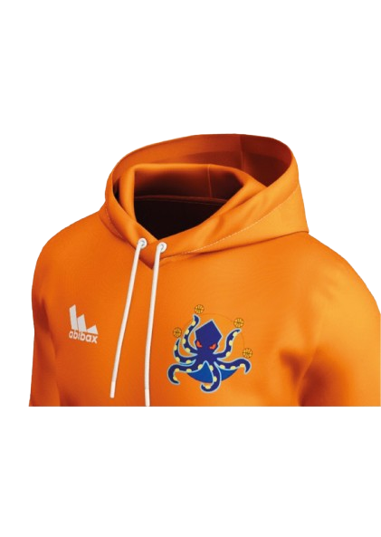 Hoodie_orange_face_zoom Hoodie orange du Montpellier Basketball zoomé vu de côté