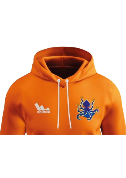 Hoodie_orange_face_zoom_1 Hoodie orange du Montpellier Basketball zoomé vu de face