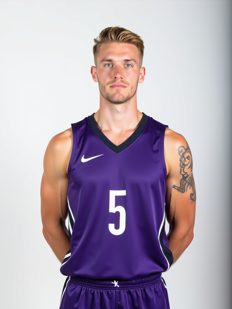Portrait studio de Lucas Perrin, joueur du Montpellier Basketball, saison 2024-2025
