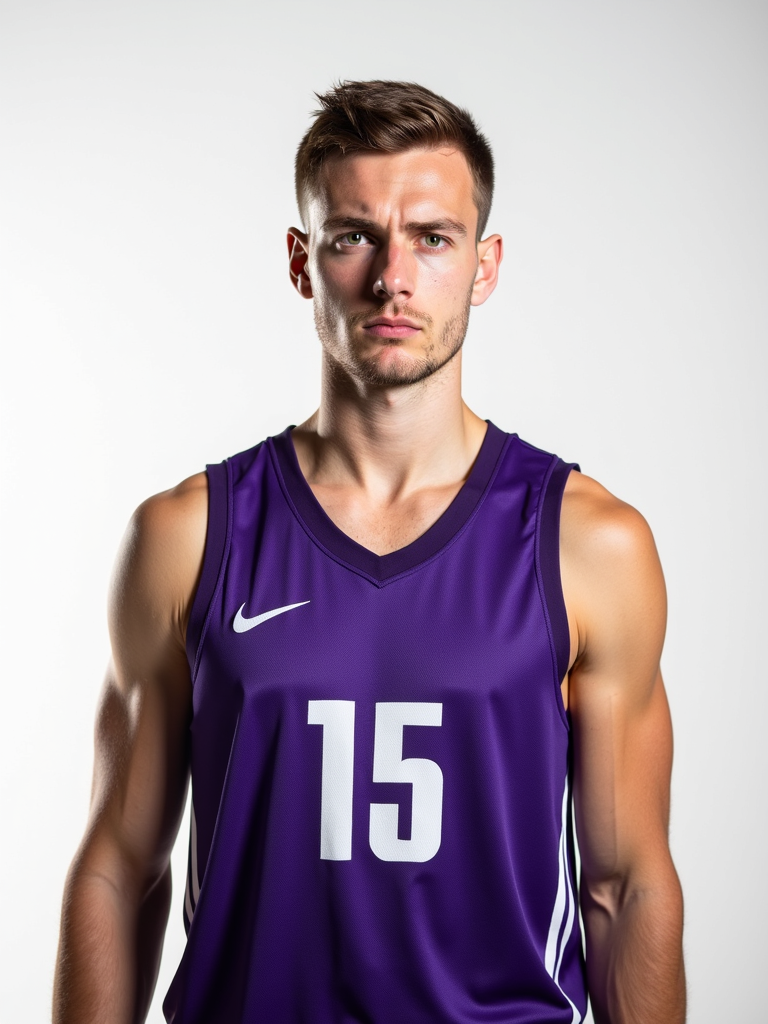 Portrait studio de Milan Radovic, joueur du Montpellier Basketball, saison 2024-2025